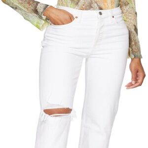 Re/Done 70s Stove Pipe Straight Leg Jeans in Worn White
